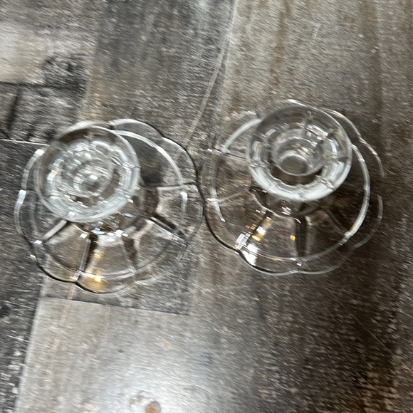 Vintage Lead Crystal Clear Candle Holder Set Taper or Pillar - Picture 3 of 5